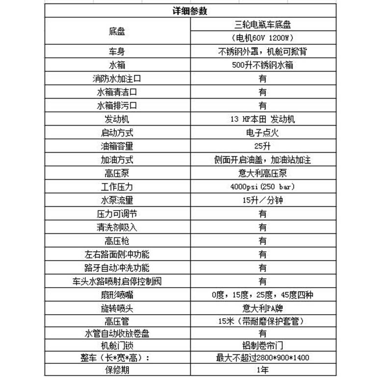 高压清洗车老款 参数